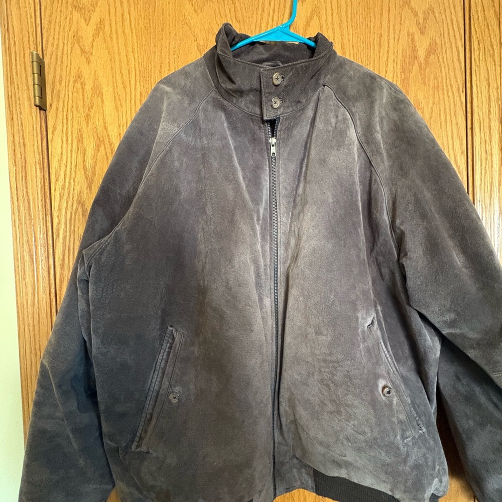 Men's Suede Bomber Jacket - Taupe